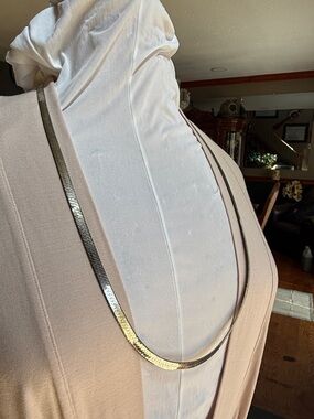 Simple 36” 925 Sterling Silver Herringbone Chain Necklace